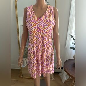 Jude Connally Women’s Naomi Geometric‎ Print Dress Pink Orange Size Medium